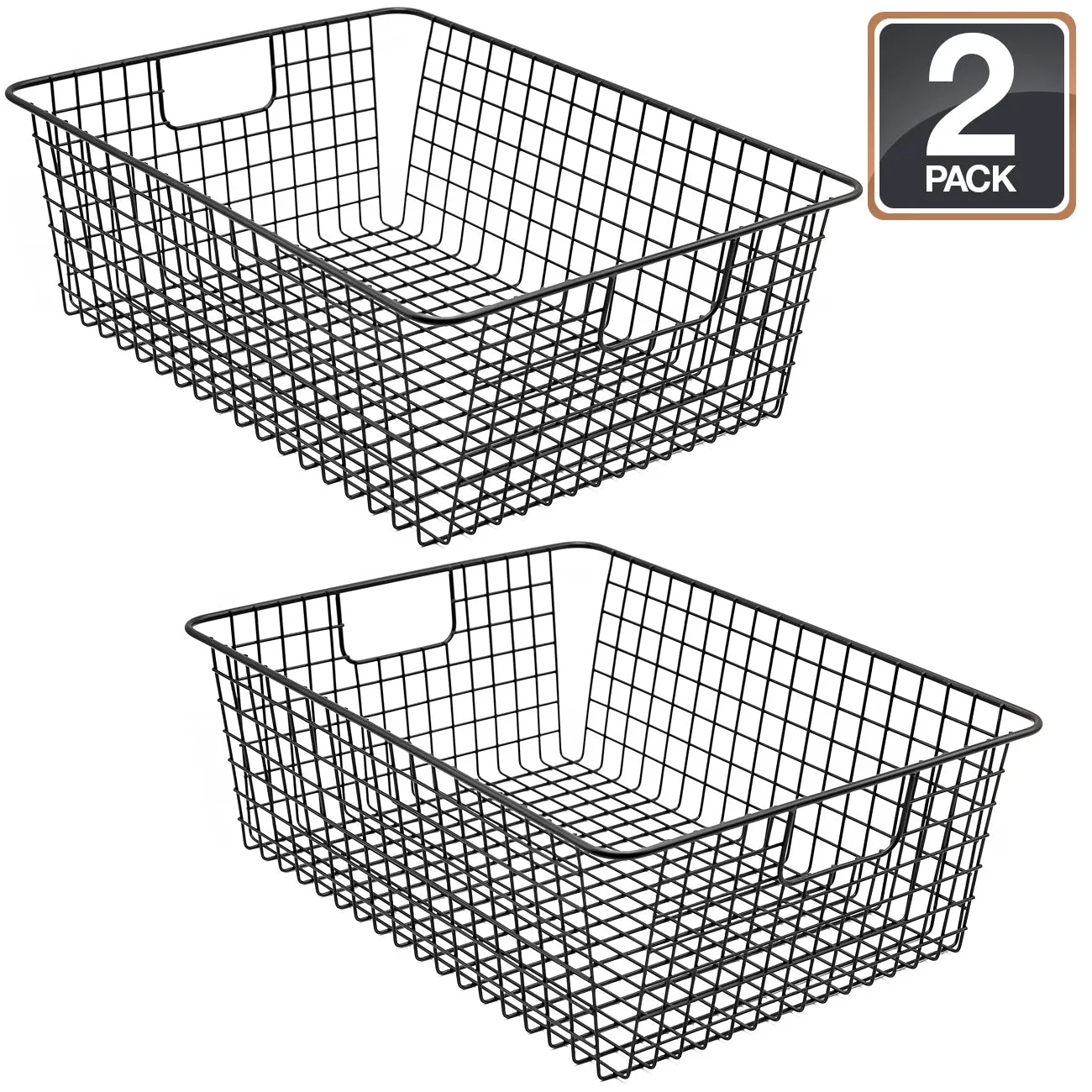 Farmhouse Wire Storage Basket Bins (2 Pack)