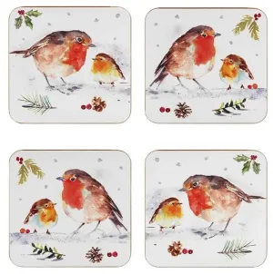 Festive Robin Coasters set of 4