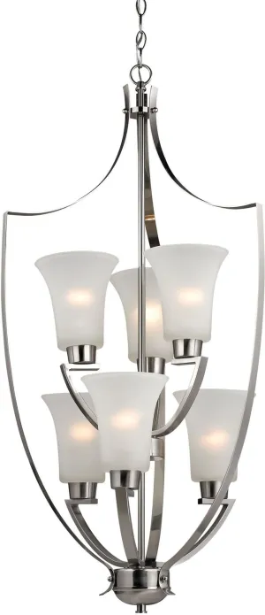 Foyer Collection 6 Light Chandelier In Brushed Nickel