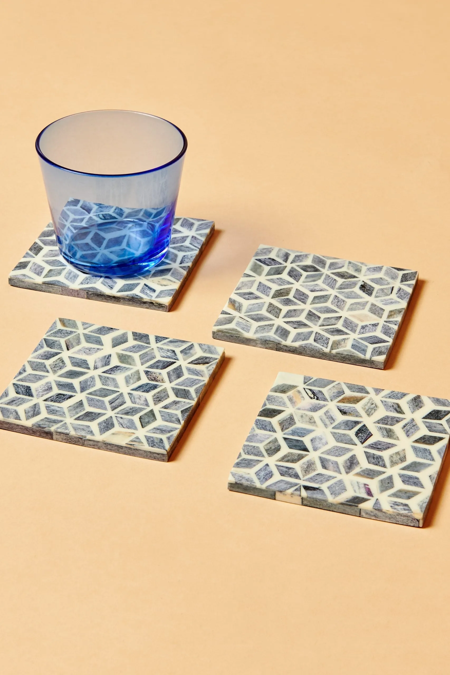 Geometric Grey Coasters (Set of 4)