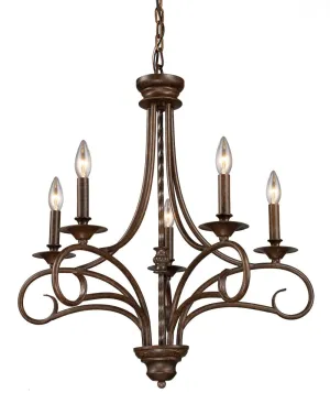Gloucester 5 Light Chandelier In Weathered Bronze