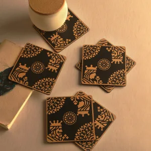 Gold King Queen Coaster | Set of 6 | Wood