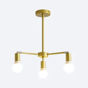 Gold Radial Chandelier with Bare Bulb - Modern 3/4/6 Ceiling Lights for Bedroom