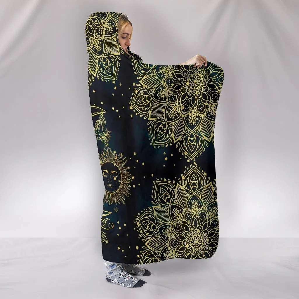 Gold Sun Moon Hooded Blanket
