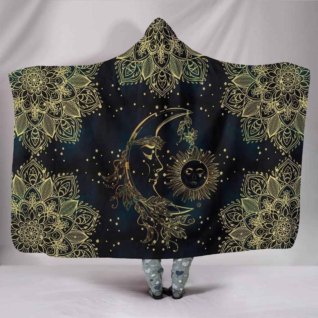 Gold Sun Moon Hooded Blanket