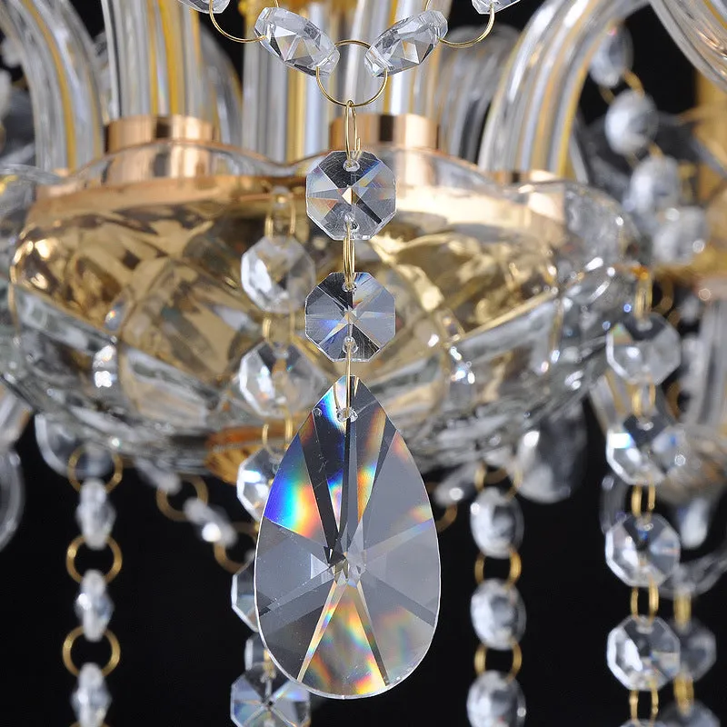 Golden 3-Light Crystal Candle Chandelier - French Style Ceiling Pendant