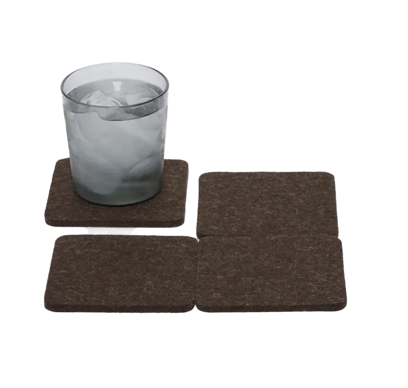 Graf Lantz Bierfilzl Merino Wool Square Felt Coaster – Chocolate – 4pk