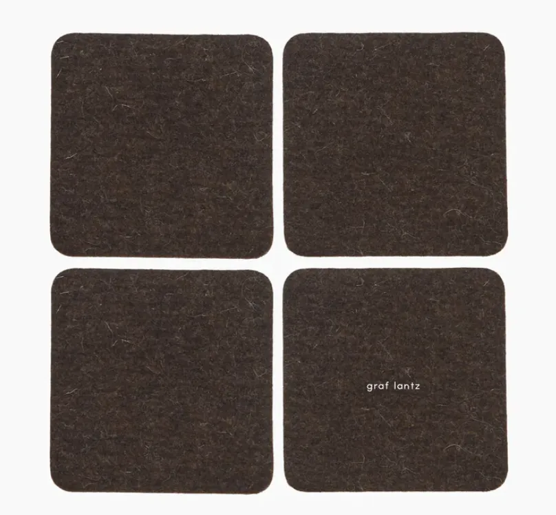 Graf Lantz Bierfilzl Merino Wool Square Felt Coaster – Chocolate – 4pk