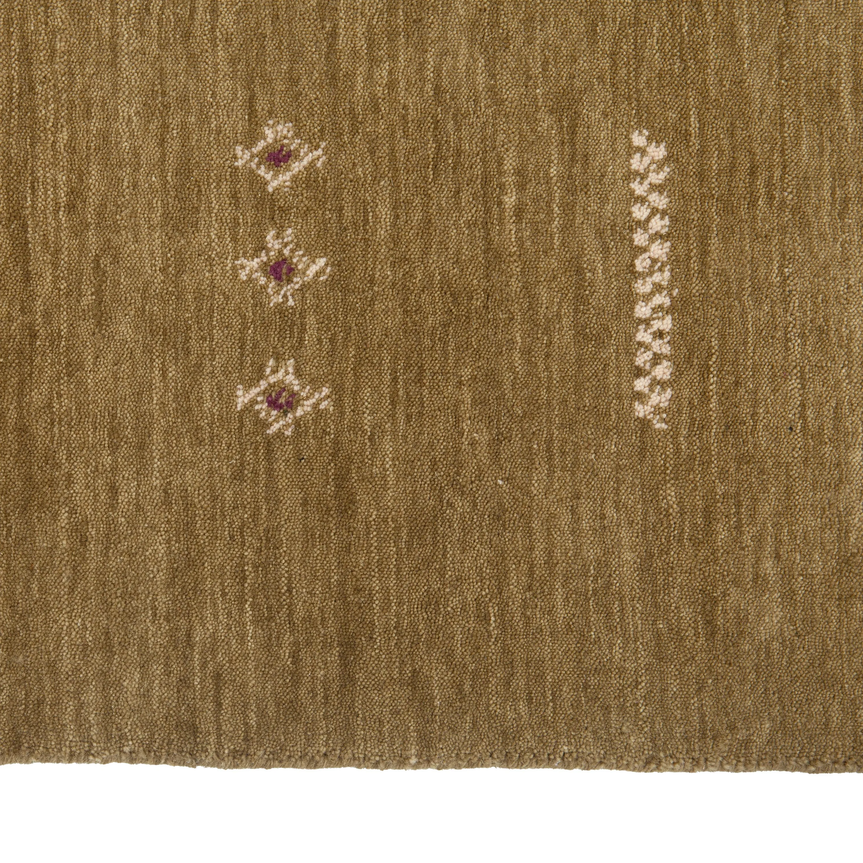 Green Solid Indo Gabbeh Rug - 5'2" x 8'3"