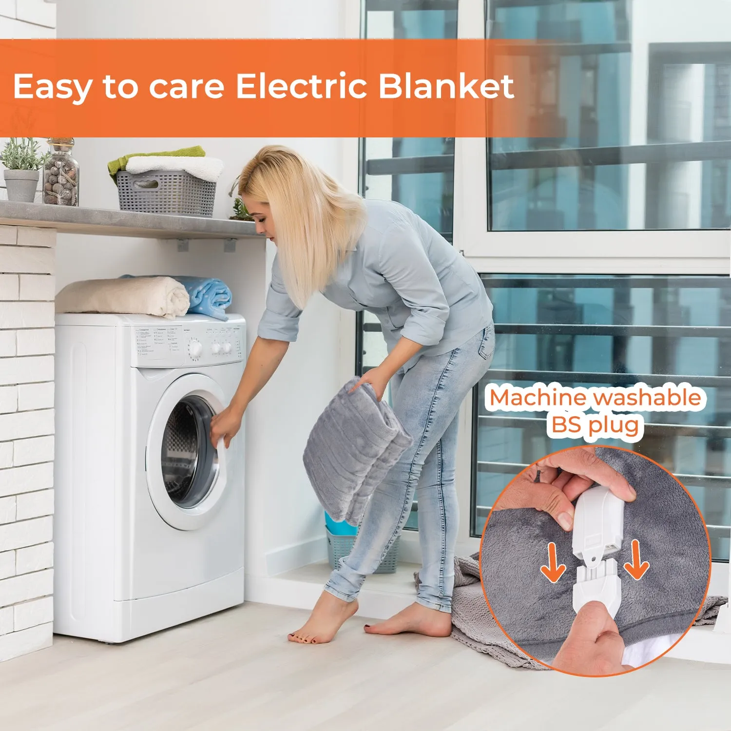 Grey Flannel Heated Electric Blanket/Throw (Double & King)