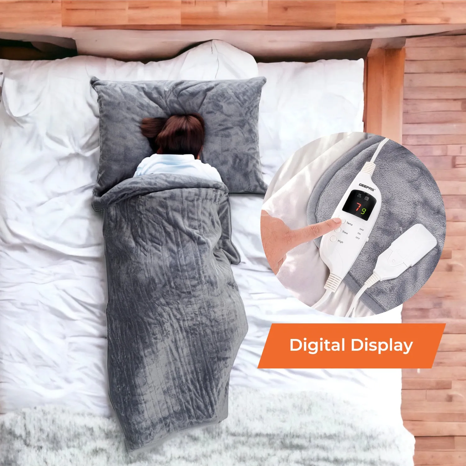Grey Flannel Heated Electric Blanket/Throw (Double & King)