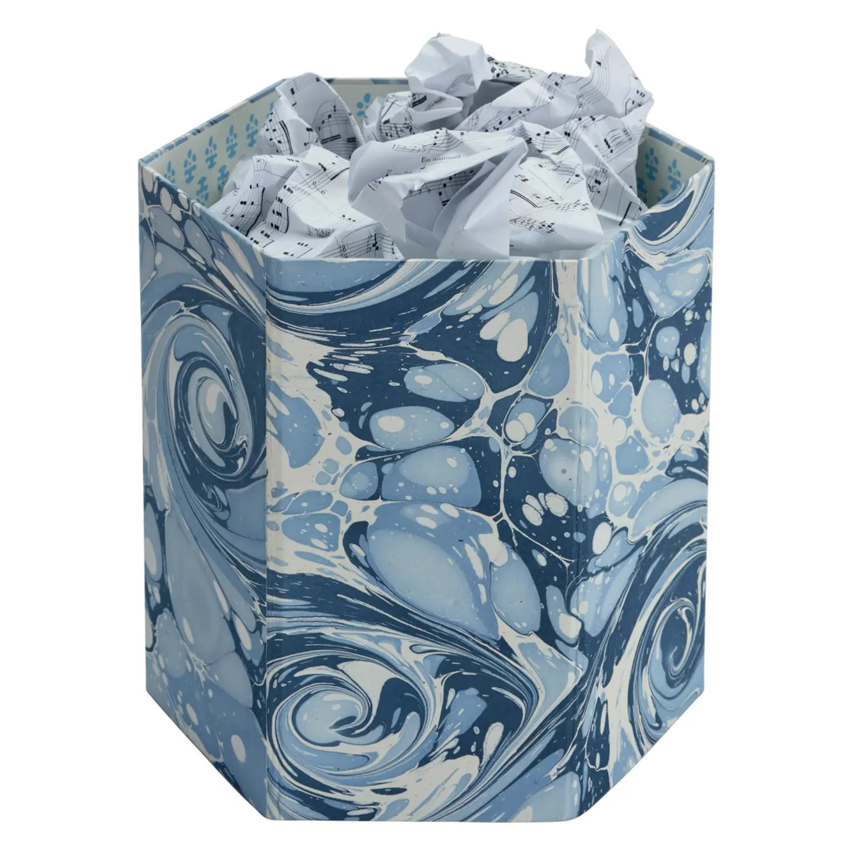 Hand Marbled Hexagon Collapsible Basket