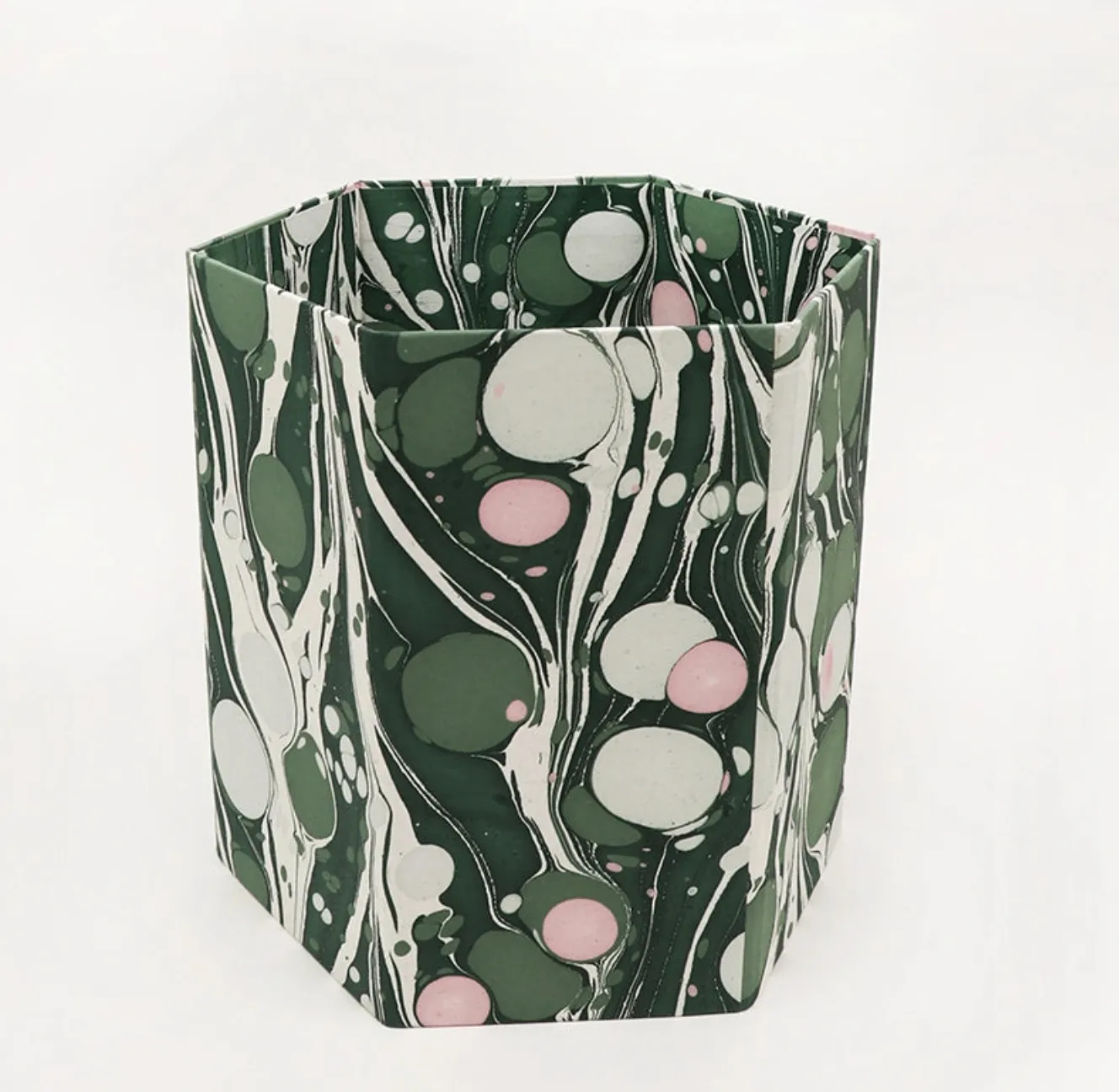 Hand Marbled Hexagon Collapsible Basket
