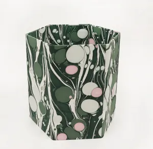 Hand Marbled Hexagon Collapsible Basket