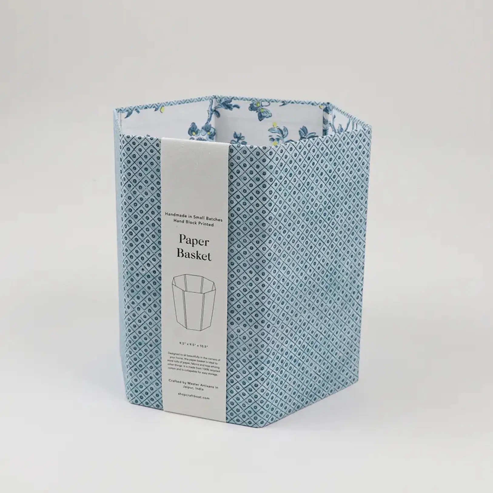 Hand Marbled Hexagon Collapsible Basket