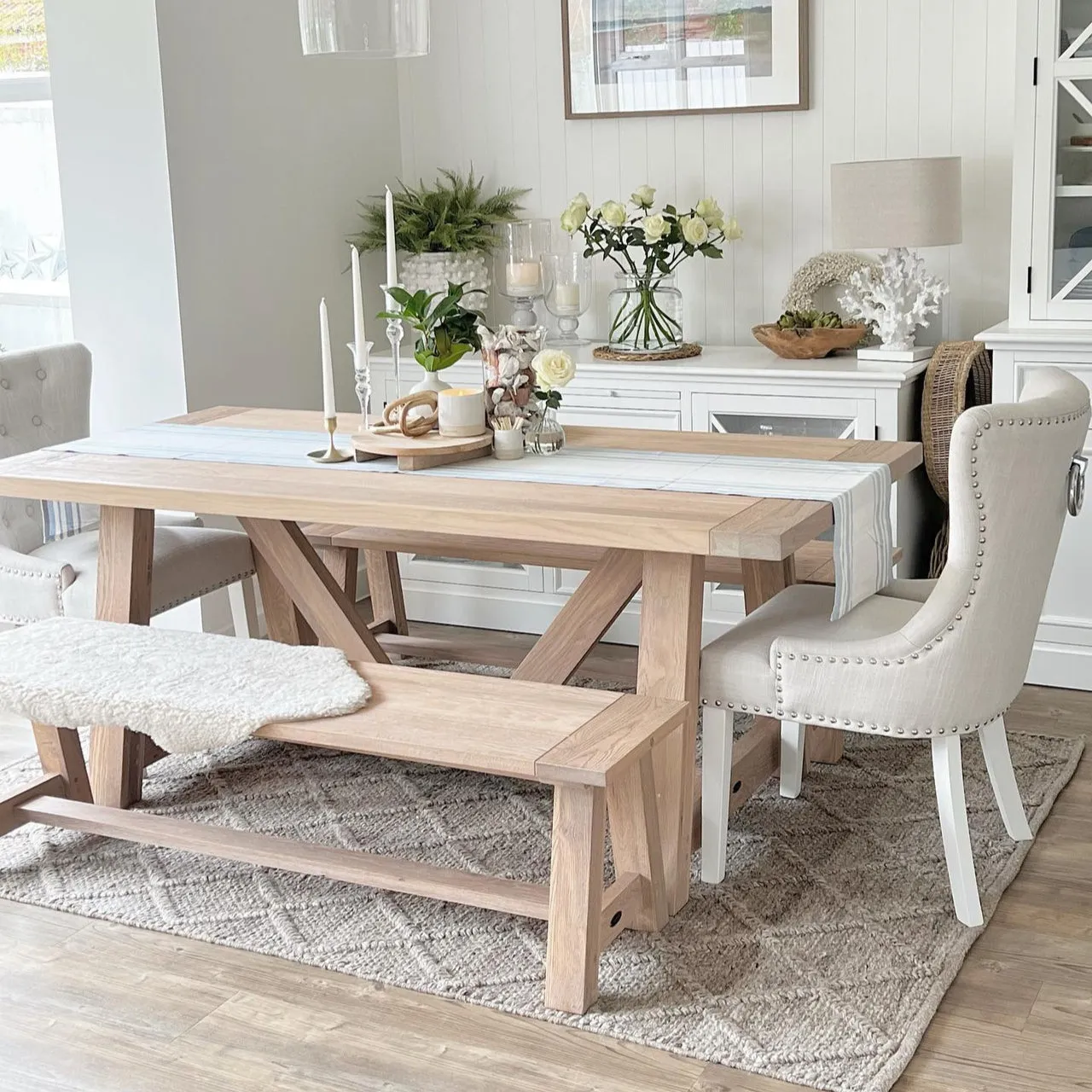 Handmade Beige Trellis Wool Area Rug - Diamond