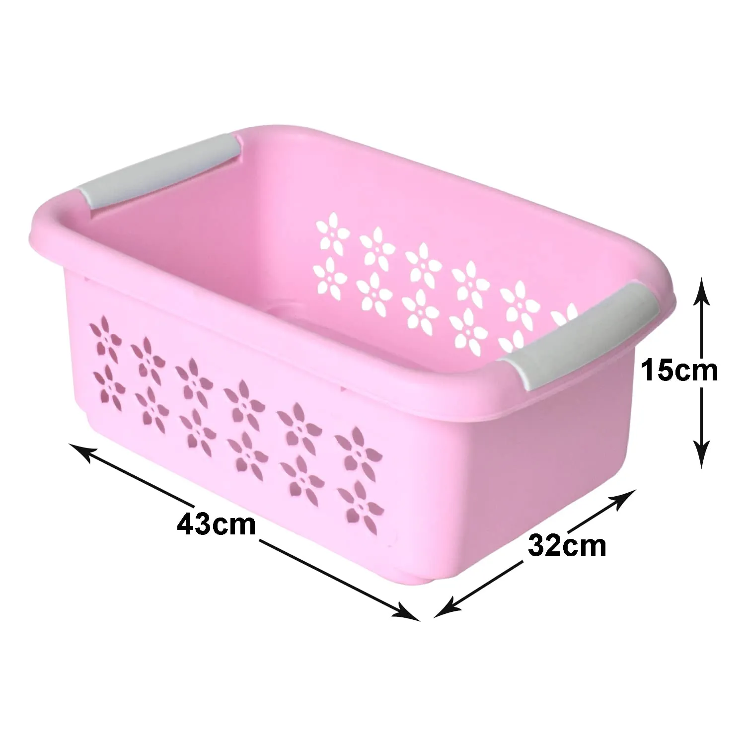 Heart Home Multipurpose Rectangle Shape Plastic Storage Basket for Kitchen, Fruit Basket, Office Table, Storage Organizer Large Pack of 2 (Pink)
