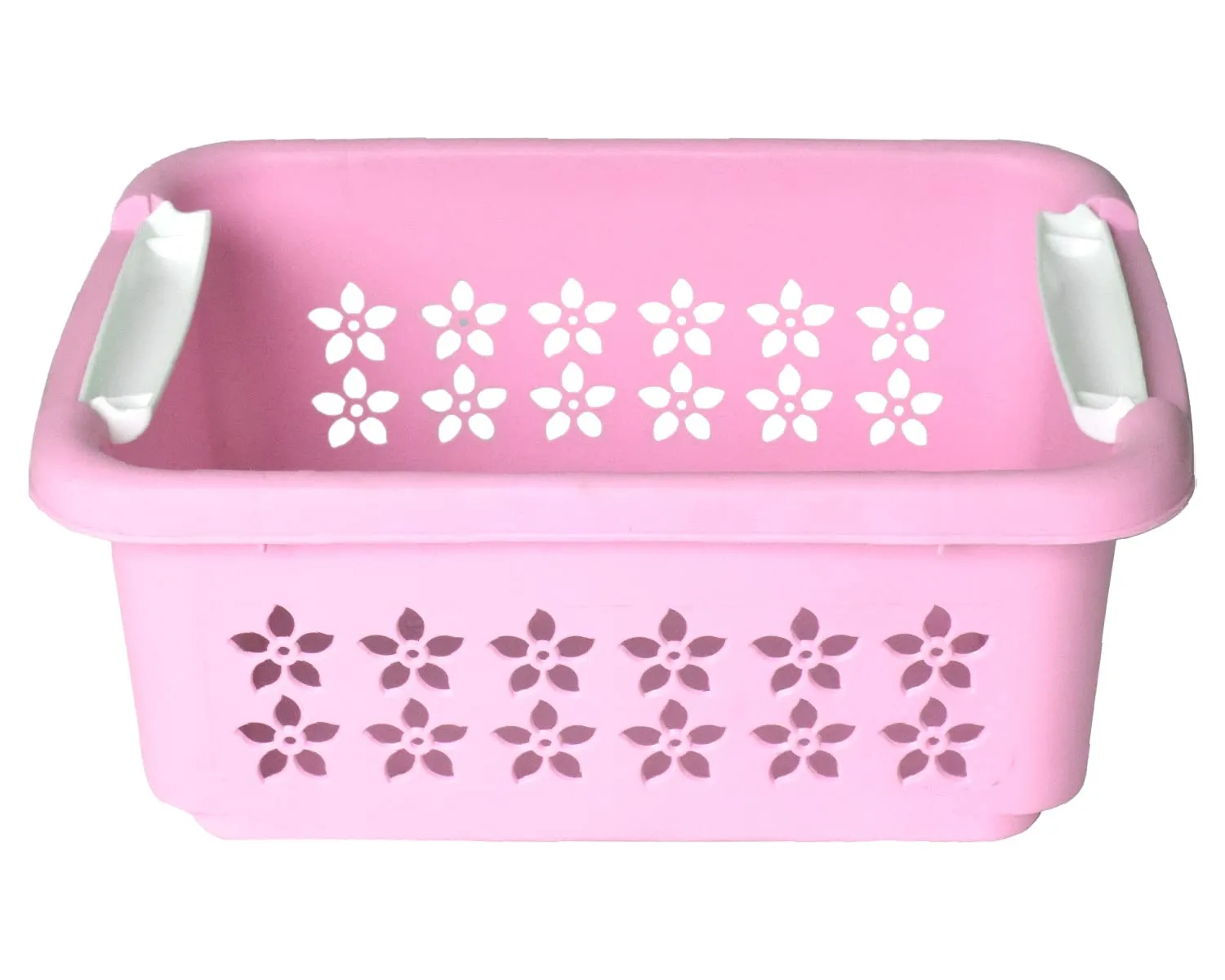 Heart Home Multipurpose Rectangle Shape Plastic Storage Basket for Kitchen, Fruit Basket, Office Table, Storage Organizer Large Pack of 2 (Pink)