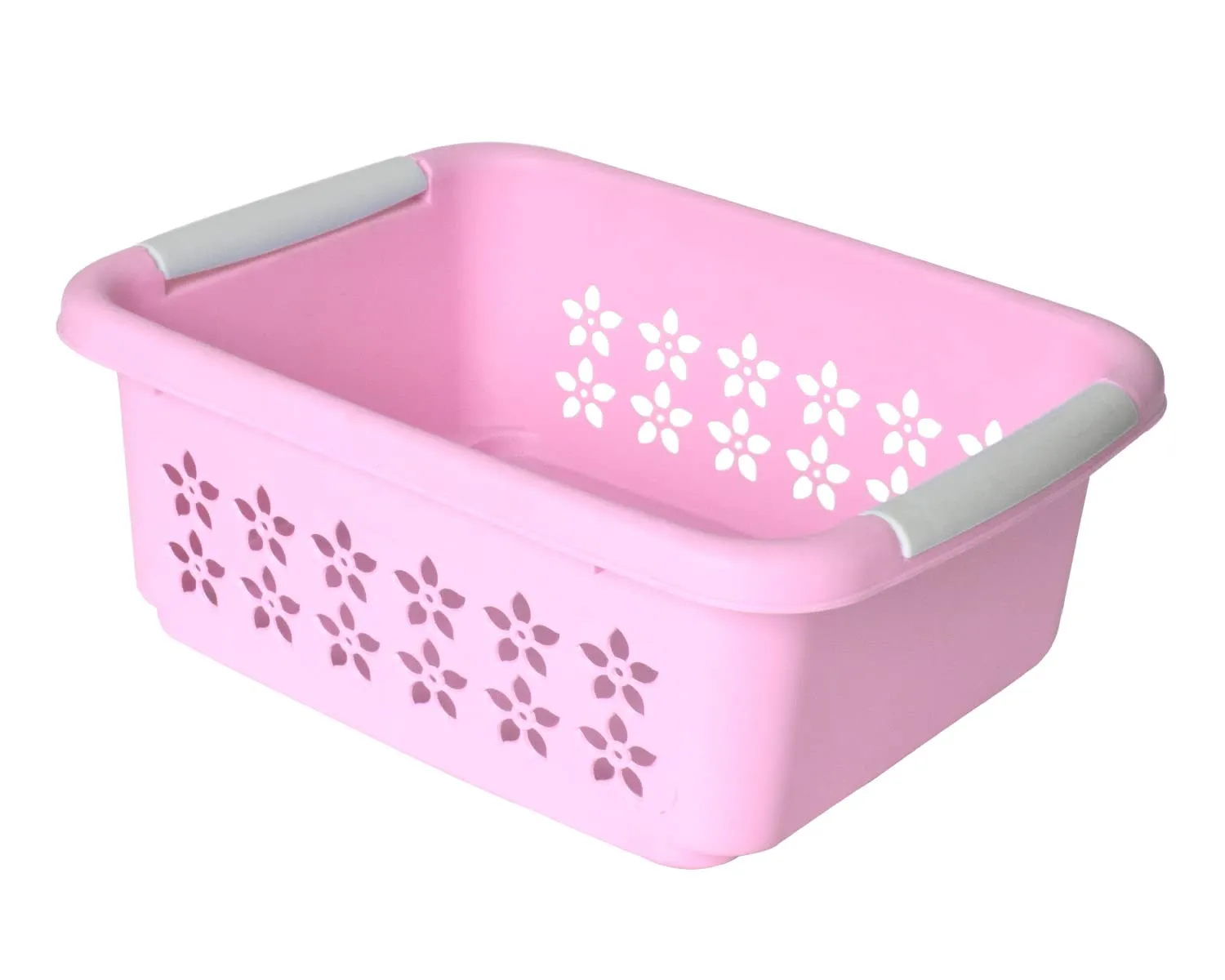 Heart Home Multipurpose Rectangle Shape Plastic Storage Basket for Kitchen, Fruit Basket, Office Table, Storage Organizer Large Pack of 2 (Pink)