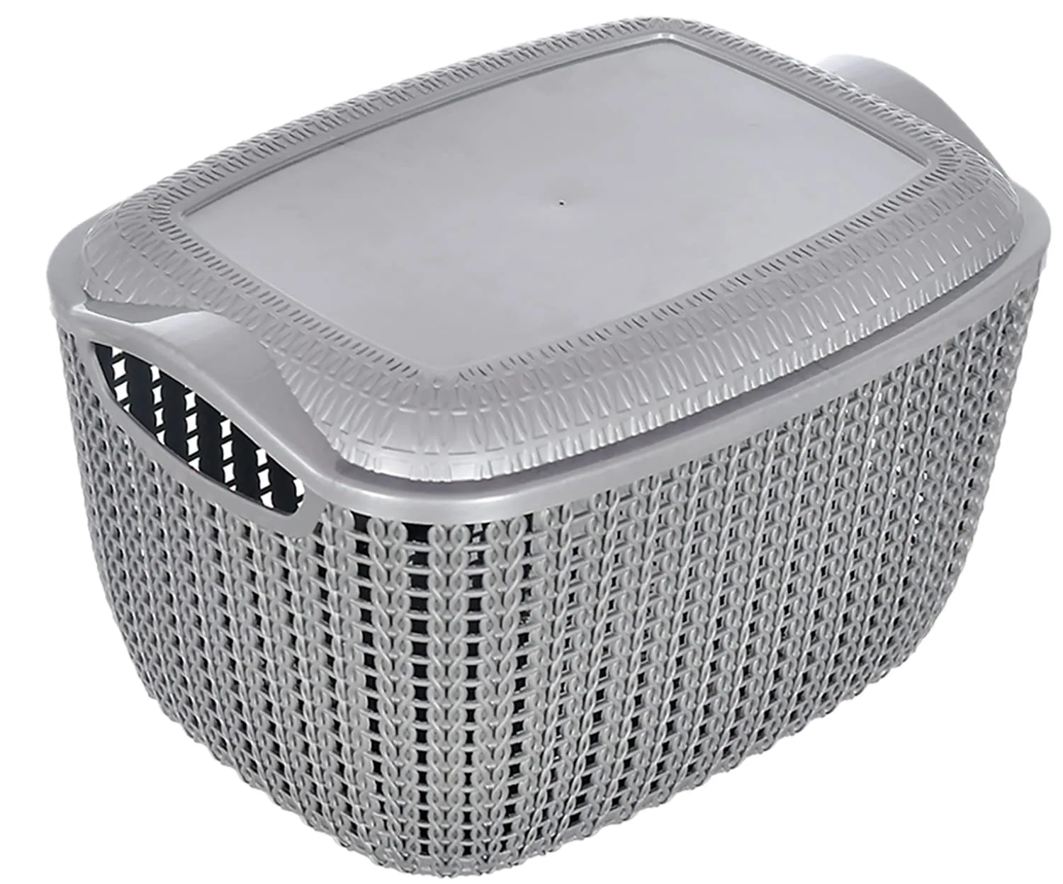 Heart Home Multipurposes Large M 30 Plastic Basket, Organizer For Kitchen, Countertops, Cabinets, Bathroom With Lids- Pack of 4 (Grey) -46HH020