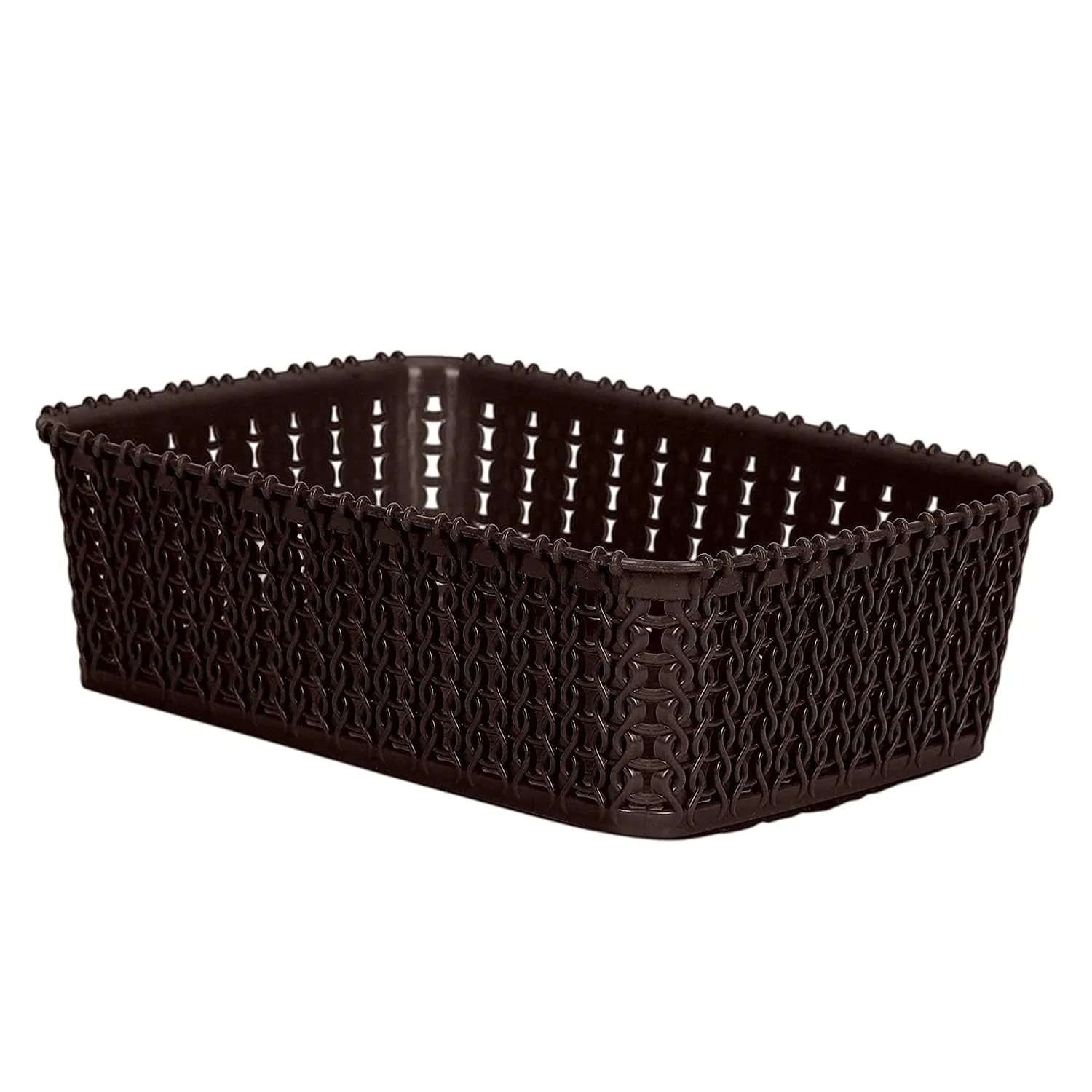 Heart Home Multipurposes Small M 15 Plastic Basket, Organizer for Kitchen, Countertops, Cabinets, Bathrooms Without Lid- Pack of 2 (Grey & Brown) -46KHH0126,Standard