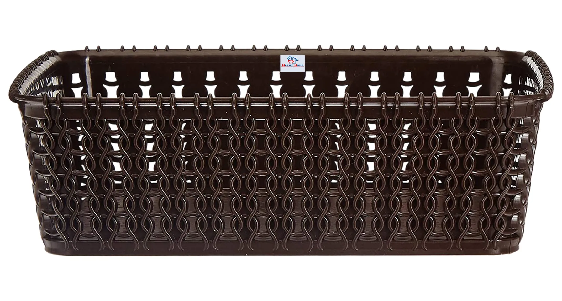 Heart Home Multiuses Small M 15 Plastic Tray/Basket/Organizer Without Lid- Pack of 3 (Grey & Brown & Grey) -46HH0127