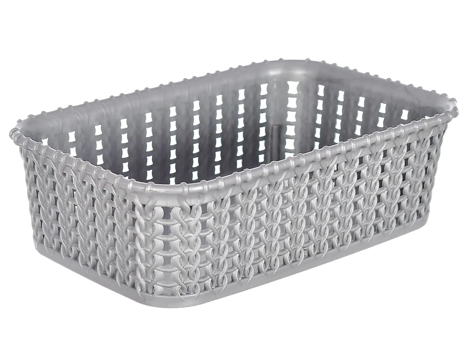 Heart Home Multiuses Small M 15 Plastic Tray/Basket/Organizer Without Lid- Pack of 4 (Grey) -46HH0123