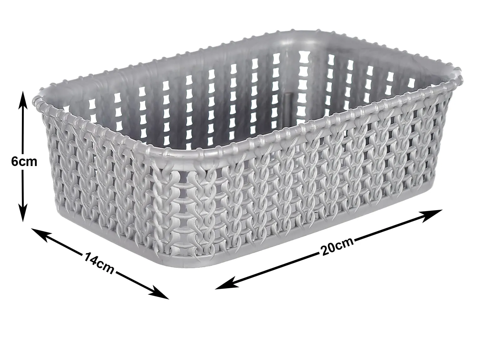 Heart Home Multiuses Small M 15 Plastic Tray/Basket/Organizer Without Lid- Pack of 4 (Grey) -46HH0123