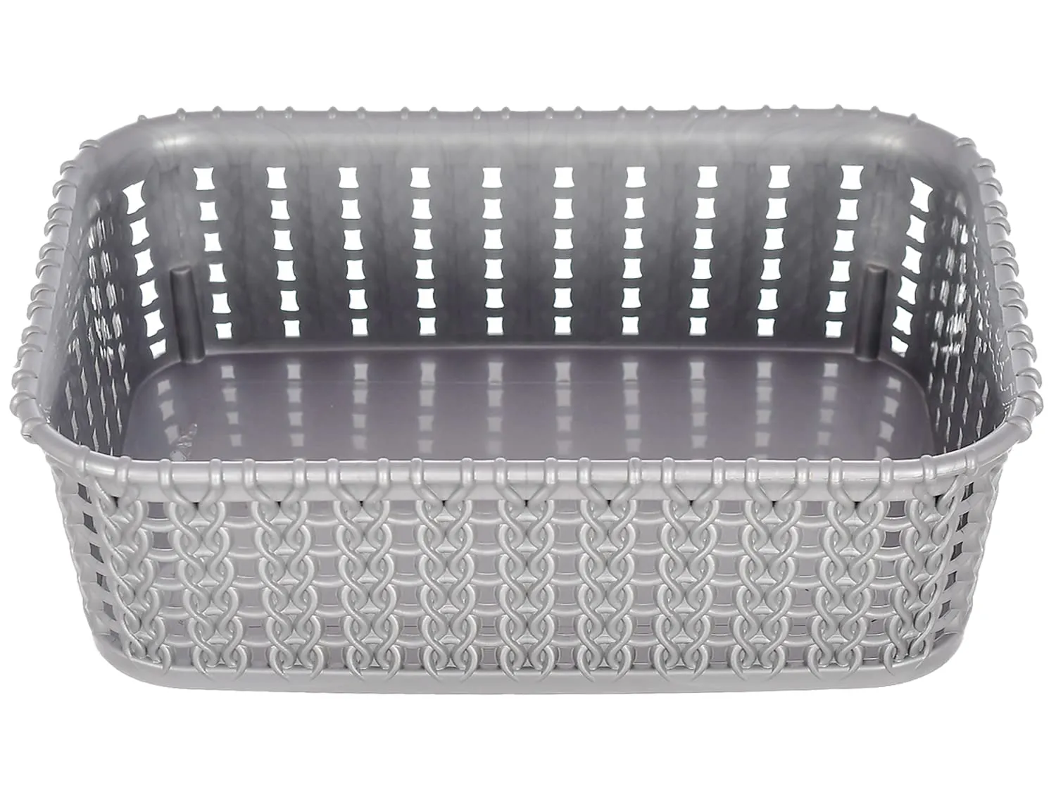 Heart Home Multiuses Small M 15 Plastic Tray/Basket/Organizer Without Lid- Pack of 4 (Grey) -46HH0123