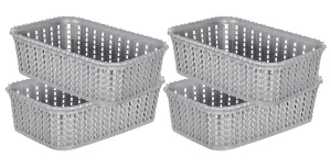 Heart Home Multiuses Small M 15 Plastic Tray/Basket/Organizer Without Lid- Pack of 4 (Grey) -46HH0123