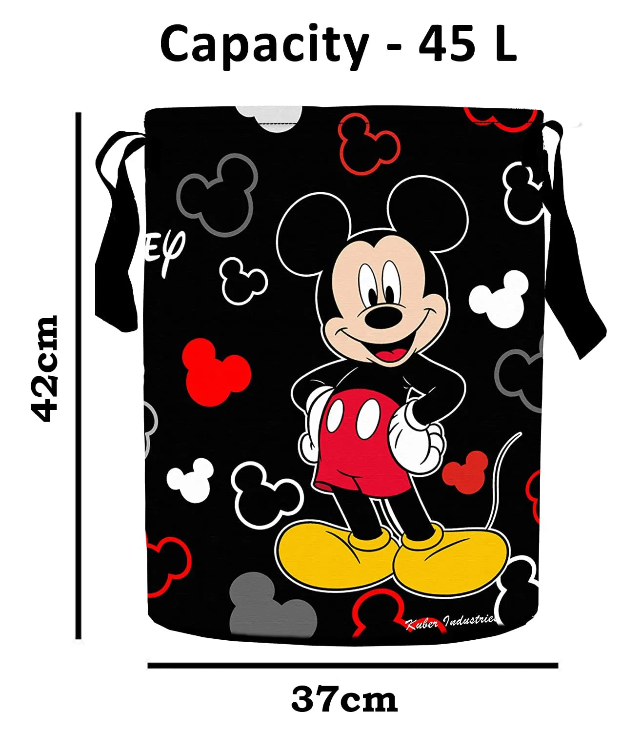 Heart Home Polyester Mickey Mouse Print Waterproof & Foldable Laundry Basket, 45 Ltr.(Black)