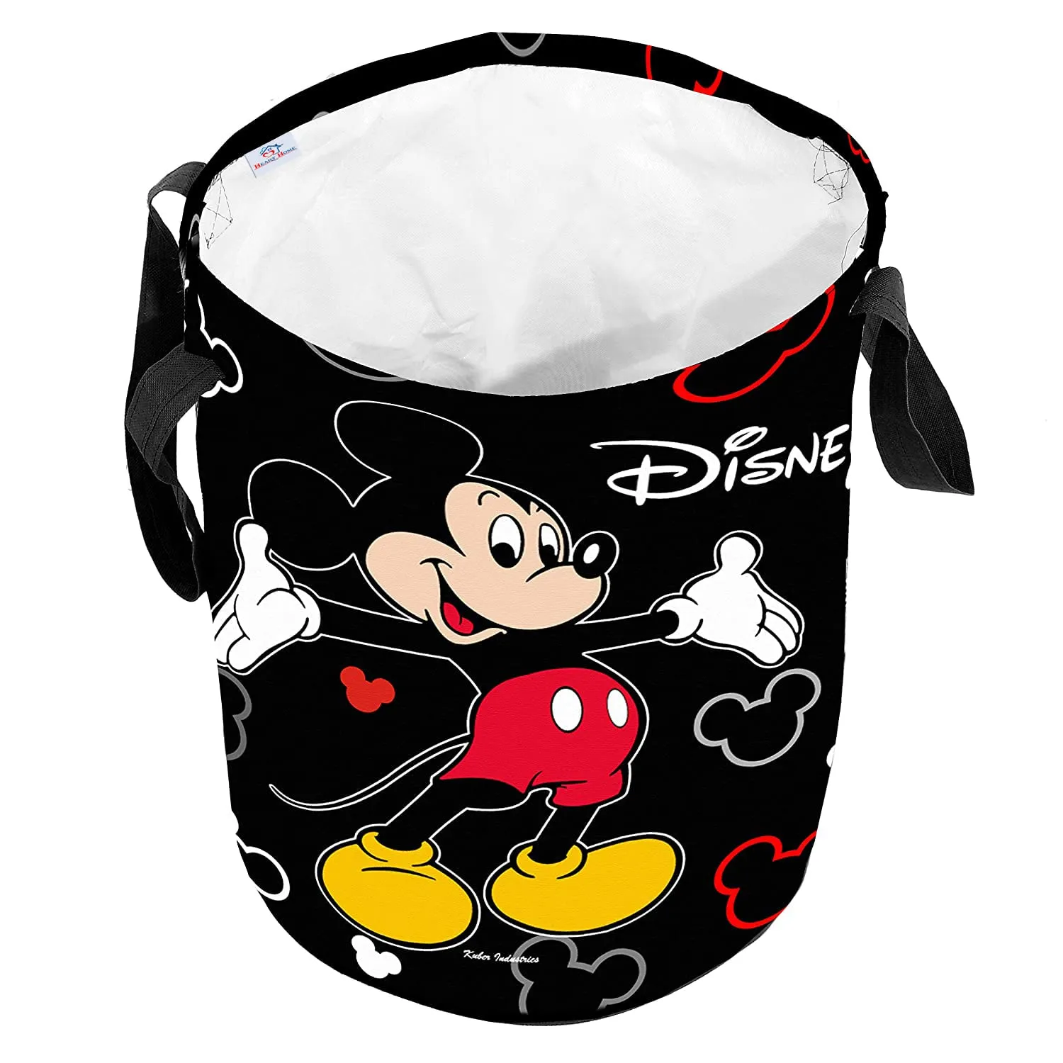 Heart Home Polyester Mickey Mouse Print Waterproof & Foldable Laundry Basket, 45 Ltr.(Black)