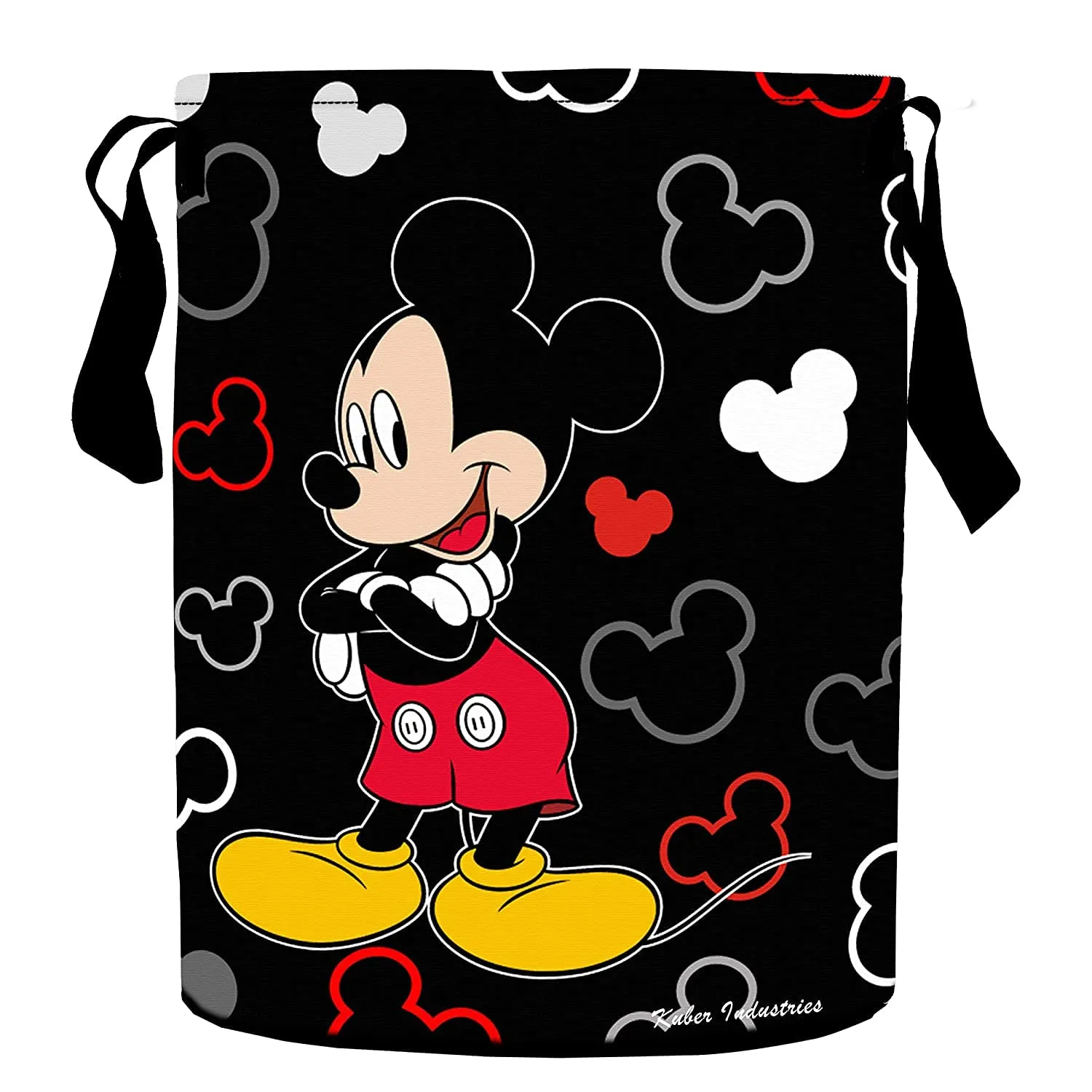 Heart Home Polyester Mickey Mouse Print Waterproof & Foldable Laundry Basket, 45 Ltr.(Black)