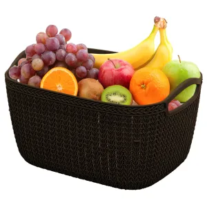 Heart Home Q-5 Designer Plastic Storage Basket For Store Fruits, Vegetables, Magazines, Cosmetics, Stationary (Brown)-50HH01630