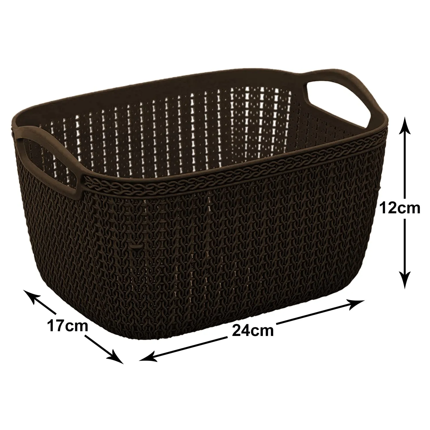 Heart Home Q-5 Designer Plastic Storage Basket For Store Fruits, Vegetables, Magazines, Cosmetics, Stationary (Brown)-50HH01630