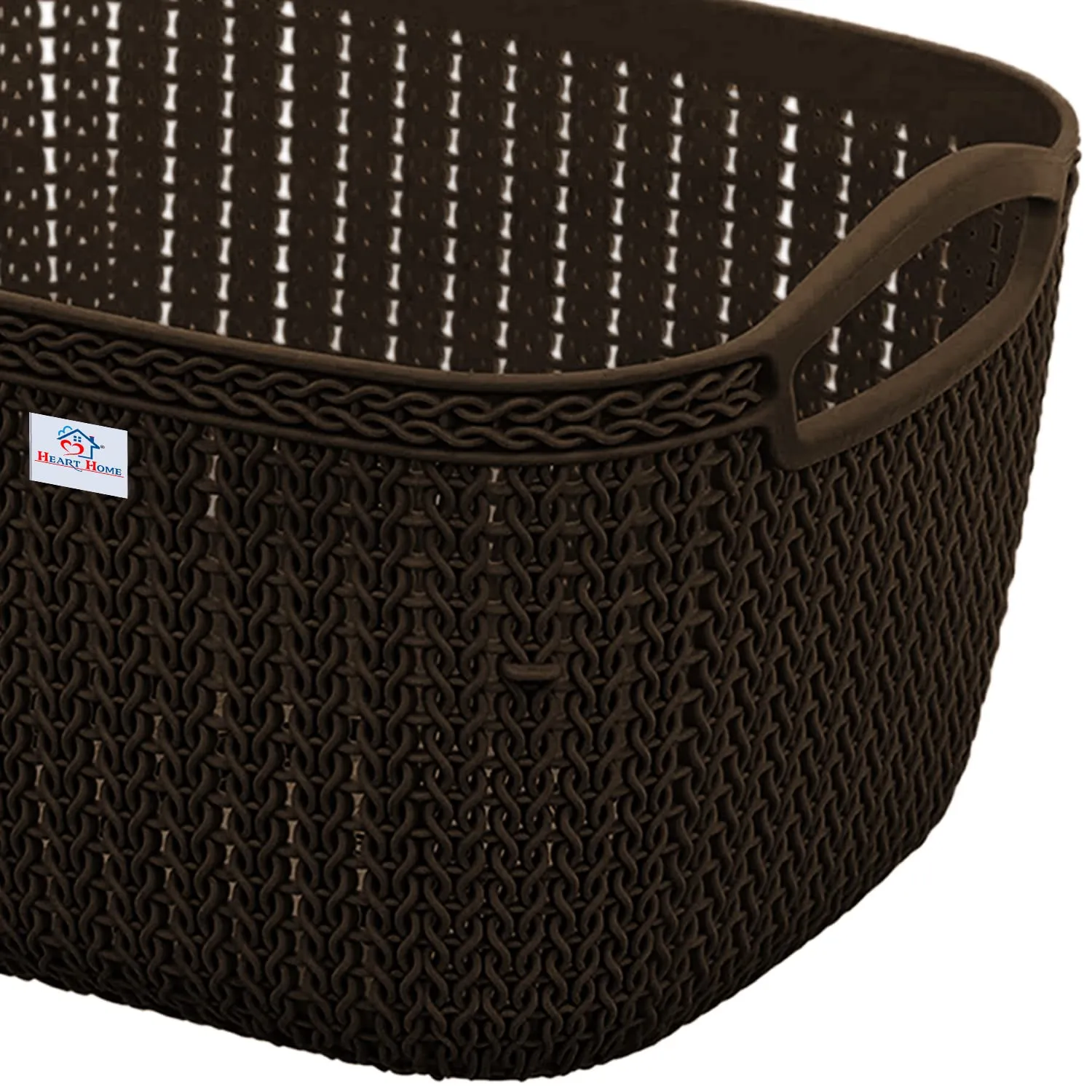 Heart Home Q-5 Designer Plastic Storage Basket For Store Fruits, Vegetables, Magazines, Cosmetics, Stationary (Brown)-50HH01630