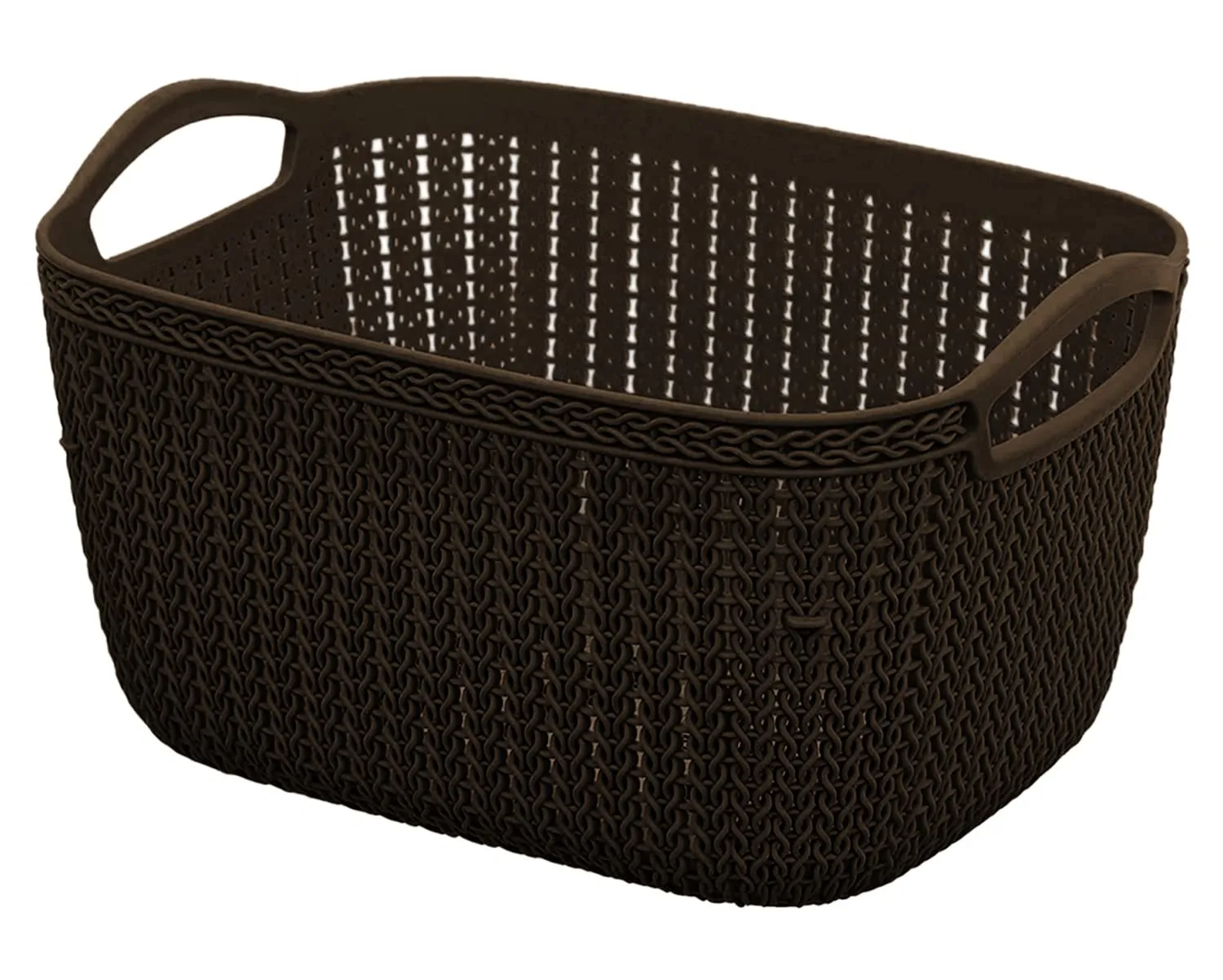 Heart Home Q-5 Designer Plastic Storage Basket For Store Fruits, Vegetables, Magazines, Cosmetics, Stationary (Brown)-50HH01630