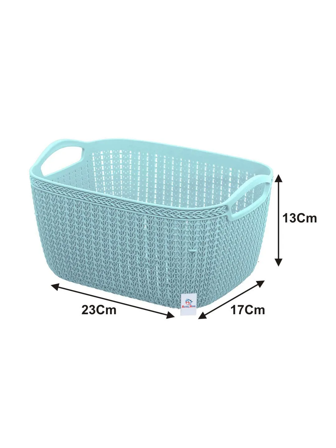 Heart Home Q-5 Unbreakable Plastic Multipurpose Medium Size Flexible Storage Baskets/Fruit Vegetable Bathroom Stationary Home Basket with Handles (Light Blue)-HEART10488