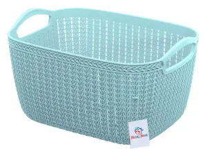 Heart Home Q-5 Unbreakable Plastic Multipurpose Medium Size Flexible Storage Baskets/Fruit Vegetable Bathroom Stationary Home Basket with Handles (Light Blue)-HEART10488
