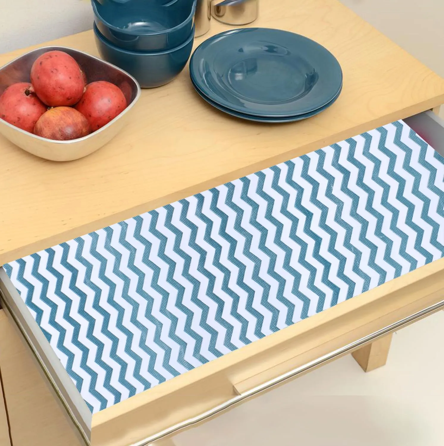Heart Home Shelf Liner | EVA Kitchen Cabinet Shelf Mat | Anti-Slip Bathroom Mat | Fridge Mat | Table Mat | Zig Zag Design Wardrobe Mat | 3 Meter | Pack of 2 | Green