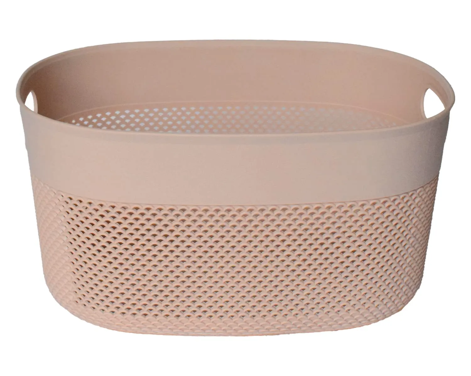 Heart Home Unbreakable Large Multipurpose Storage Baskets with lid|Design-Netted|Material-Plastic|Shape-Oval|Color-Beige|Pack of 2