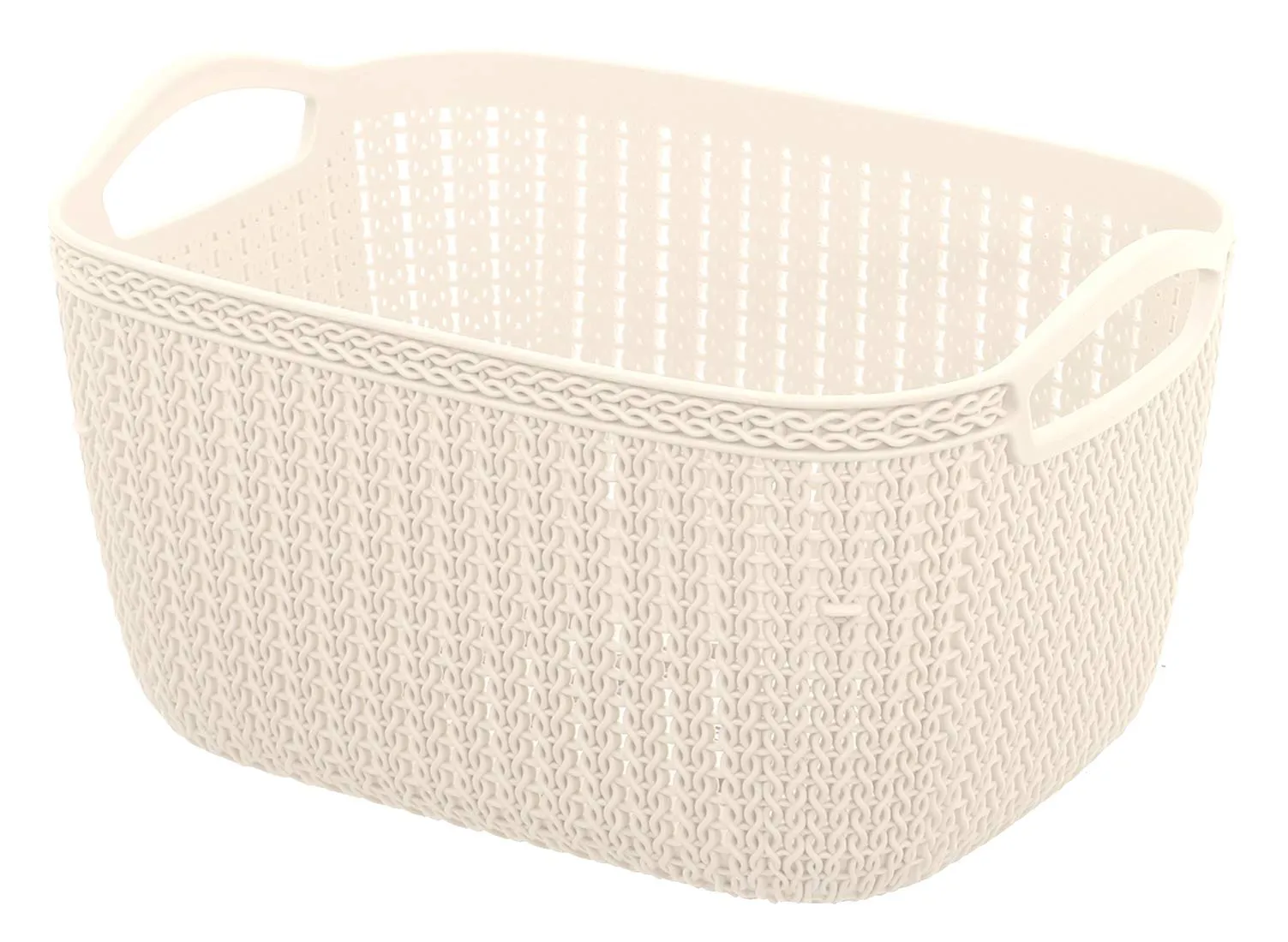 Heart Home Unbreakable Plastic 2 Pieces Multipurpose Large and Medium Size Flexible Storage Baskets/Fruit Vegetable Bathroom Stationary Home Basket with Handles (Cream) - CTHH18545