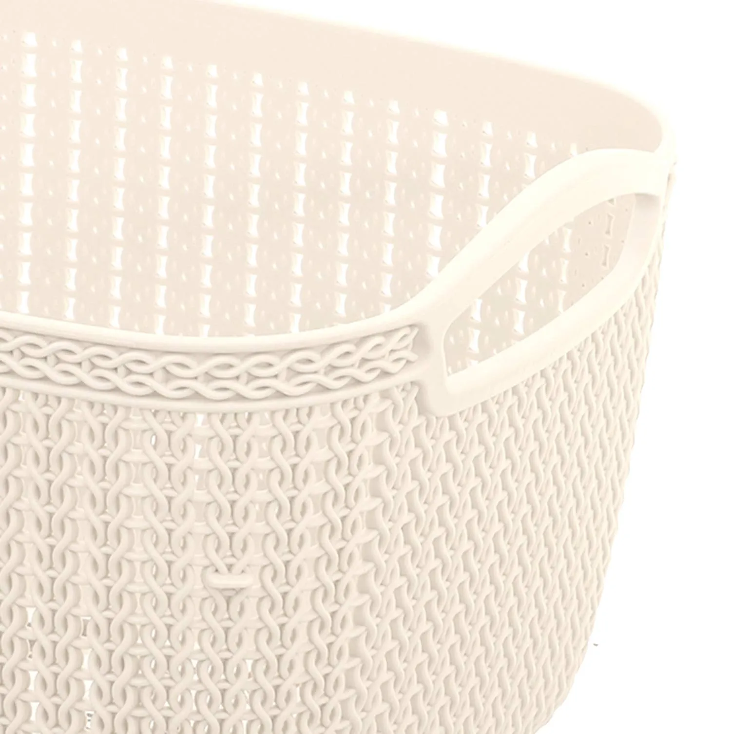 Heart Home Unbreakable Plastic 2 Pieces Multipurpose Large and Medium Size Flexible Storage Baskets/Fruit Vegetable Bathroom Stationary Home Basket with Handles (Cream) - CTHH18545