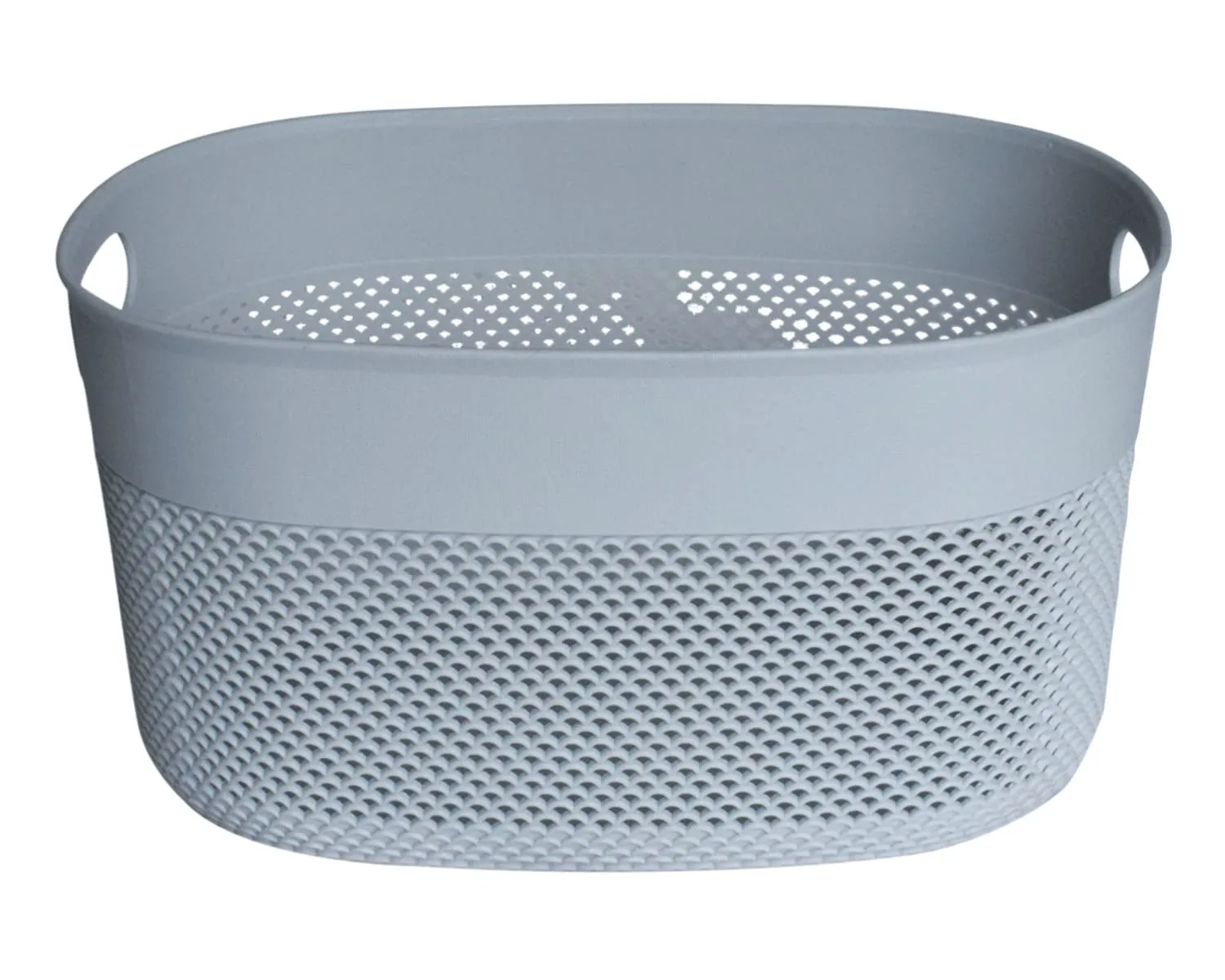 Heart Home Unbreakable Small Multipurpose Storage Baskets with lid|Design-Netted|Material-Plastic|Shape-Oval|Color-Grey|Pack of 2