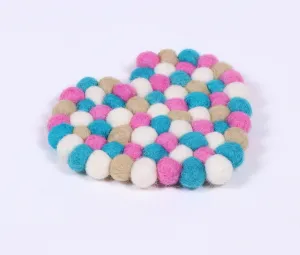 Heart shaped ball coaster/Handmade felt ball coaster