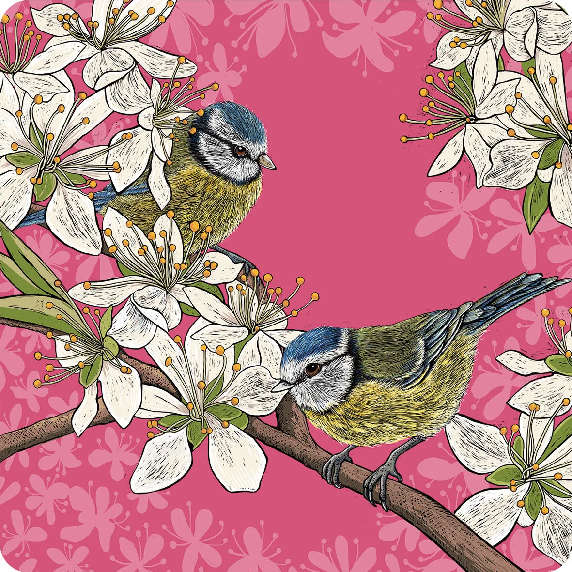 Hedgerow Blue Tits Coaster