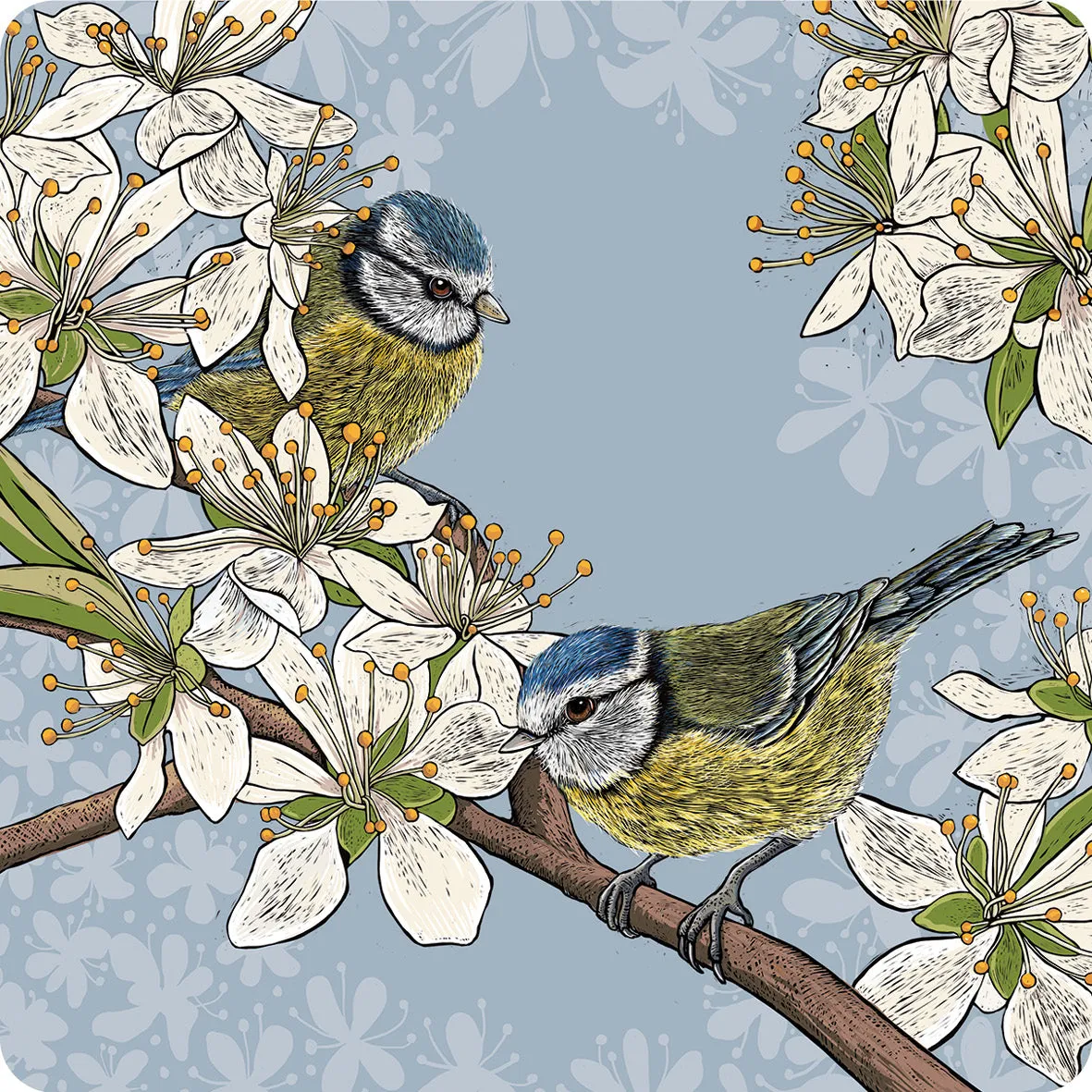 Hedgerow Blue Tits Coaster