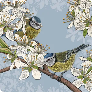Hedgerow Blue Tits Coaster