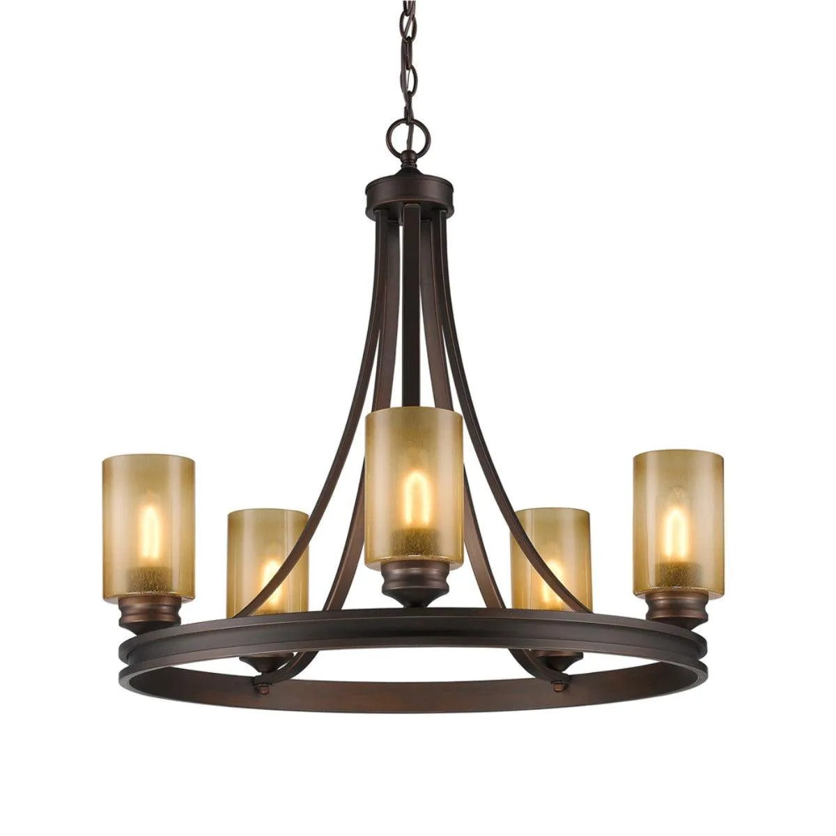 Hidalgo 5 lights 28 in. Chandelier Bronze Finish Regal Glass