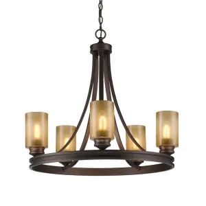 Hidalgo 5 lights 28 in. Chandelier Bronze Finish Regal Glass